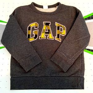 Baby Gap 5T Dark Gray Sweatshirt with Plaid GAP design